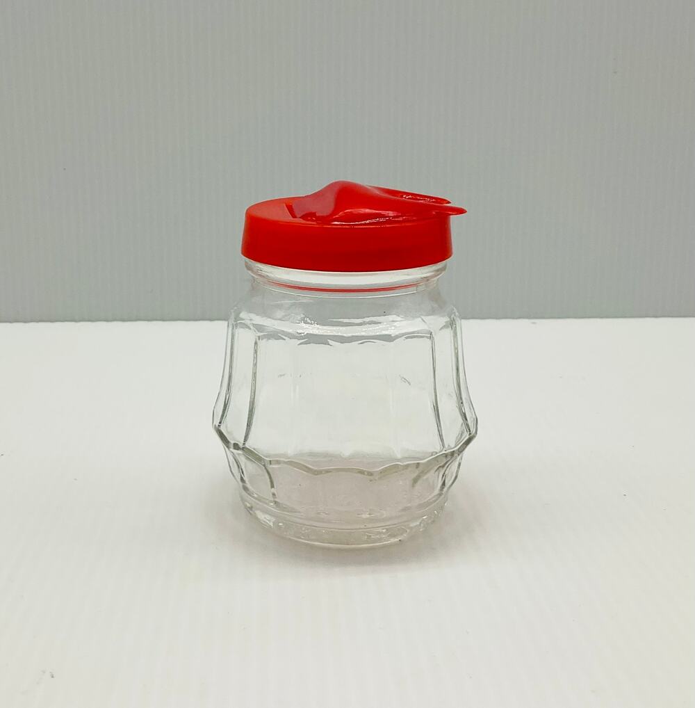 Vintage Federal Practical House Wares Chicago Kitchen Condiment Jar Red Lid
